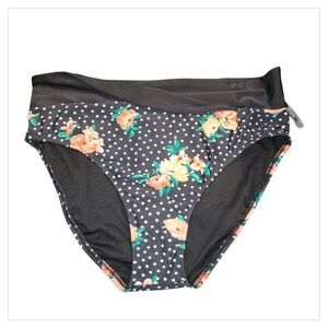 George Plus Floral Polka Dot High Waist Bikini Bottom 1X/2X NWT